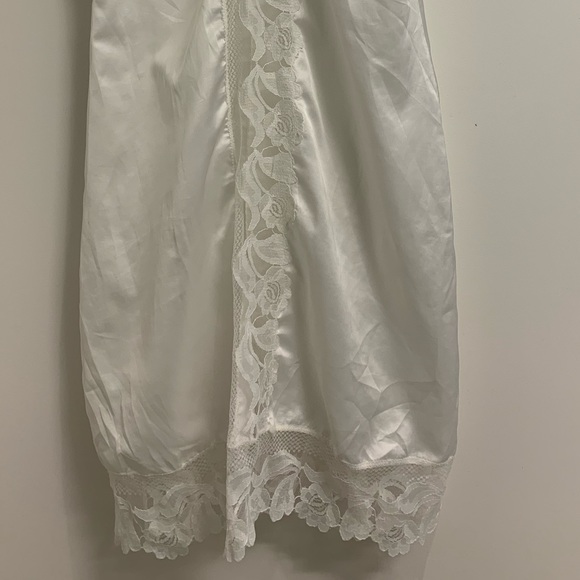 White Satin Nightie with Lace Front & Hem - Picture 2 of 3